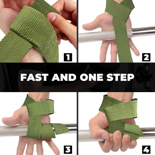 WSAKOUE Lifting Straps, Weightlifting Straps, Deadlift Straps with Padded Neoprene for Power Lifting, Bodybuilding, Gym Workout, Strength Training & Fitness Workout, Resistance - color: Army Green