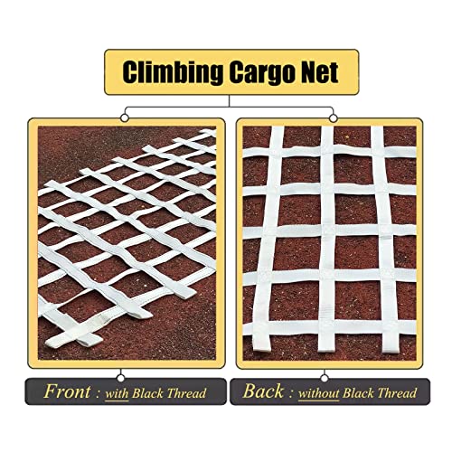 Climbing Cargo Net Heavy Duty,Ninja Net,Rope Ladder for Kids Outdoor Treehouse Backyard Playground Indoor Obstacle Webbing Net for Swing Set Jungle Gym Accessories for Slacklines,White - size: 3x26ft/0.9x7.9m