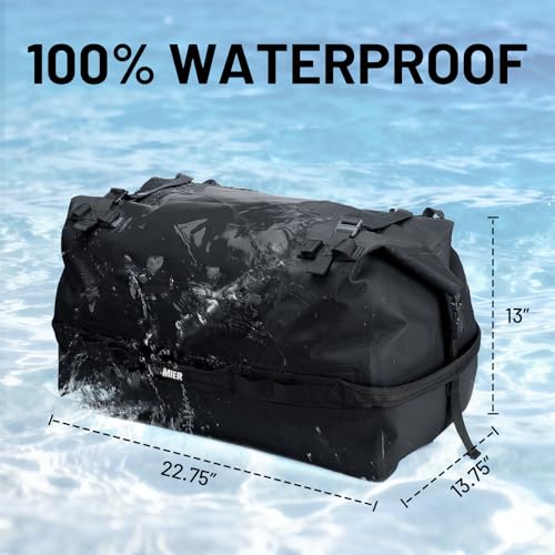 MIER Large Waterproof Duffel Bag - 60L/80L Dry Bag Backpack | Detachable Backpack Straps; Multi-Pockets; Roll-Top with Hook-and-Loop Closure; Motorcycle, Kayaking, Gym, Beach, Boating - color: Black, size: 60L
