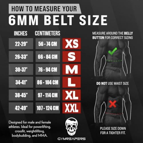 Gymreapers Weightlifting Belt 6MM Genuine Leather - Double Prong Power Belt Heavy Duty 4-Inch Wide - Strong, Stabilizing Back Support For Deadlifts, Squats Powerlifting - size: Medium