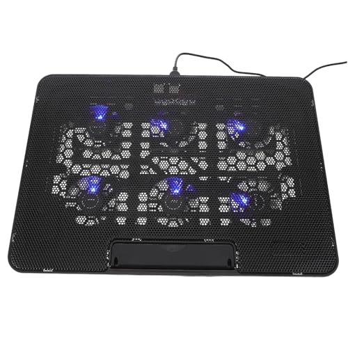 Laptop Cooling Pad with 6 Silent Fans 15.6-inch Adjustable Stand Black for Gaming and Office Use