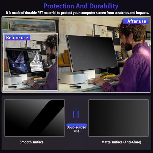 19" Privacy Screen Computer for 16:10 Aspect Ratio, 2-Sided Removable Anti-Peeping/Anti-Glare, Blue Light Block, UV Protect, Reduce Strain, Anti-Scratch, Fits 19-inch 16:10 Protector Film - size: 19inch 16:10