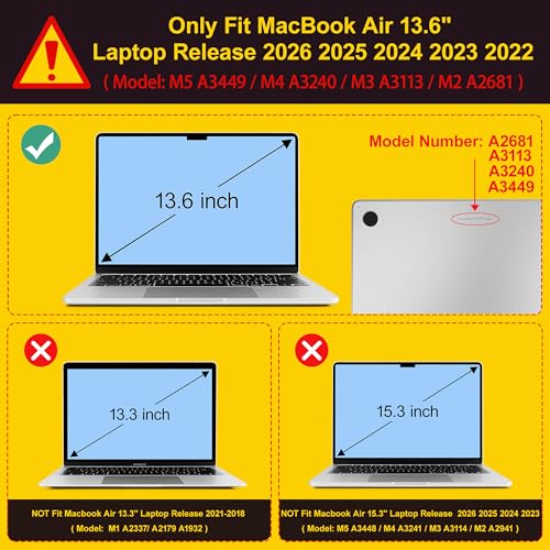 Tuiklol for MacBook Air 13 inch Case M5 2026 M4 2025 M3 2024 M2 2022 Release Model A3449 A3240 A3113 A2681,Plastic Hard Shell Cover for MacBook Air 13.6 with Touch ID, Composition Book - color: Composition Book