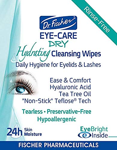 Dr. Fischer Tea Tree Eyelid Wipes - Gentle Eye Wipes for Everyday Eye Cleansing and Hypoallergenic Makeup Remover