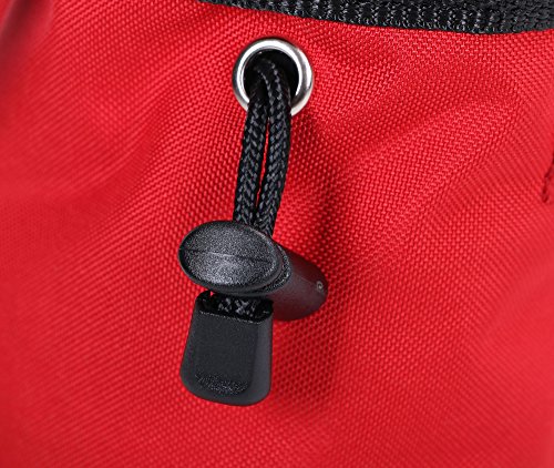 AMC Rock Climbing Panda Embroidered Chalk Bag with Zipper Pocket - color: Red