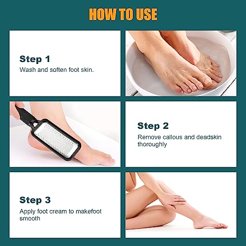 Foot Files Foot Scrubber Pedicure, Stainless Steel Callus Remover for Feet, Professional Foot Grater Rasp Scraper to Hard Skin Corns for Dry and Wet Fee - style: 1X Foot Files(Brown)