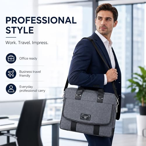 13" Daily Messenger Bag Compatible with MacBook Pro 13, Micro Brushed Twill Organizer with Tech Pockets Grey - size: 14.5 inches by 11 inches by 2 inches