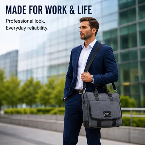 13" Daily Messenger Bag Compatible with MacBook Pro 13, Micro Brushed Twill Organizer with Tech Pockets Grey - size: 14.5 inches by 11 inches by 2 inches