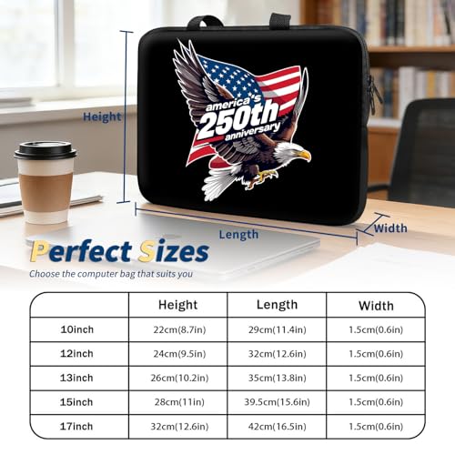 Laptop Bag 13 Inch,Resistant Shockproof Laptop Sleeve Case Protective Cover Carrying Case with Handle Compatible for HP Dell Lenovo Acer Asus Notebook Computer,America 250 Eagle Flag - color: America 250 Eagle Flag, size: 13-13.3 in