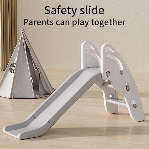 Toddler Slide Large Play Climber Slide PlaySet with Extra Long Slipping Slope Indoor Slide Kids Slide Toddler Playground Toddler Slide Outdoor Toys for Toddlers (White) - color: White