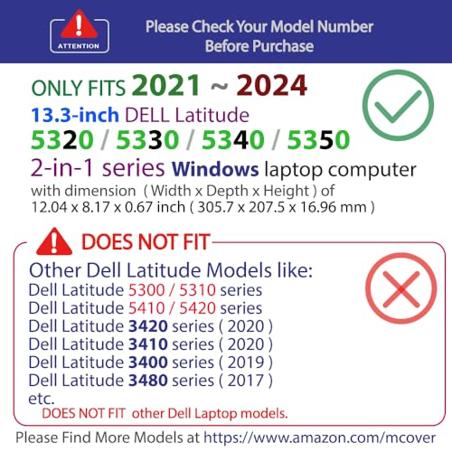mCover Case ONLY Compatible for 2021～2024 13.3" Dell Latitude 5320 5330 5340 5350 2-in-1 Windows Laptop Notebook Computer (NOT Fitting Any Other Dell Models) - Purple - color: Purple
