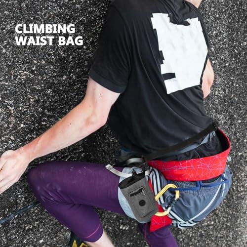 Anti-Slip Climbing Chalk Bag with Zippered Storage Pocket Oxford Cloth Chalk Pouch for Rock Climbing Mountaineering Hiking and Gym Training Lightweight Waist Pack for Sport and