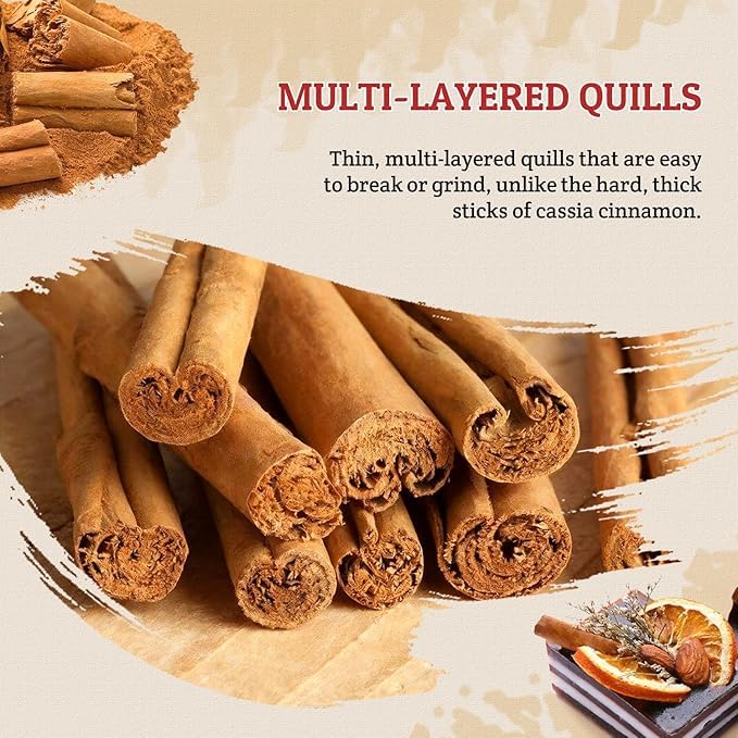 52USA Ceylon Cinnamon Sticks – 1 lb Whole Cinnamon, Non-GMO & Kosher, True Ceylon from Sri Lanka for Baking, Cooking & Beverages