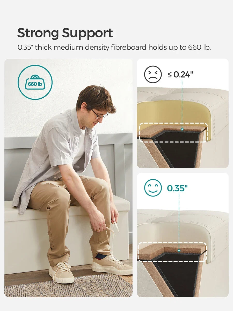 SONGMICS 43 Inches Folding Storage Ottoman Bench Storage