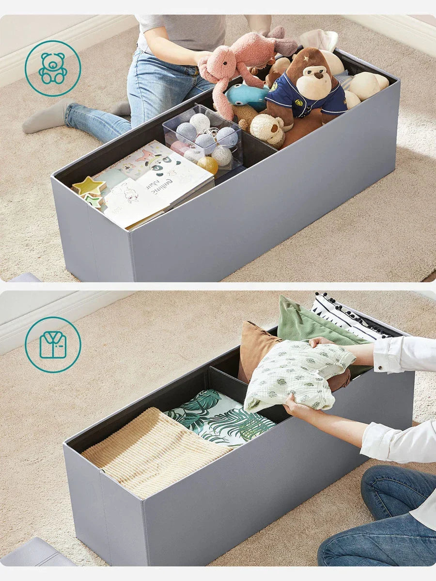 SONGMICS 43 Inches Folding Storage Ottoman Bench Storage