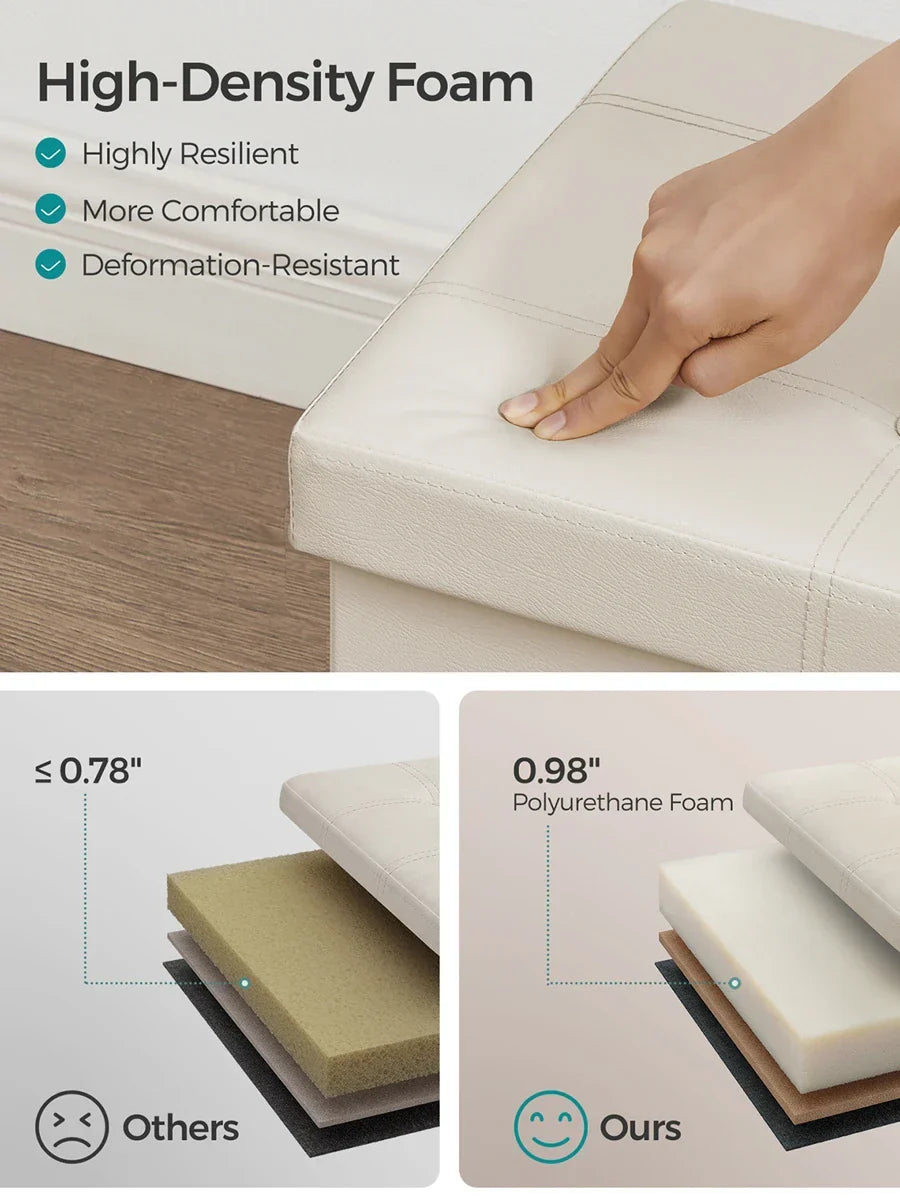 SONGMICS 43 Inches Folding Storage Ottoman Bench Storage
