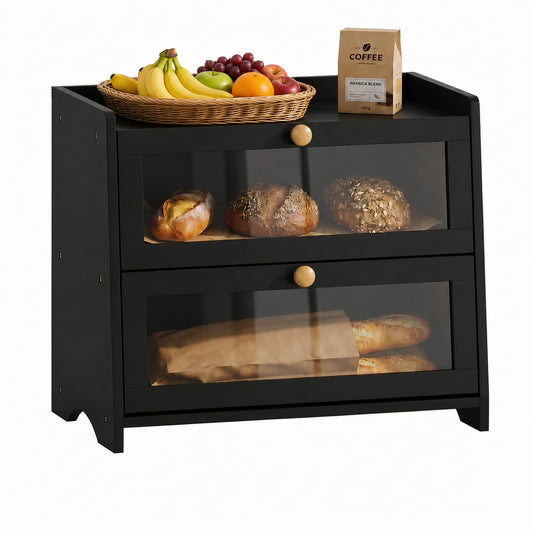 Bread Box for Kitchen Countertop Large Capacity with Top Storage Shelf
