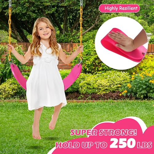 Sunnyglade 2PCS Swings Seats Heavy Duty with 66" Chain, Playground Swing Set Accessories Replacement with Snap Hooks, Support 250lb (2, Pink) - color: Pink