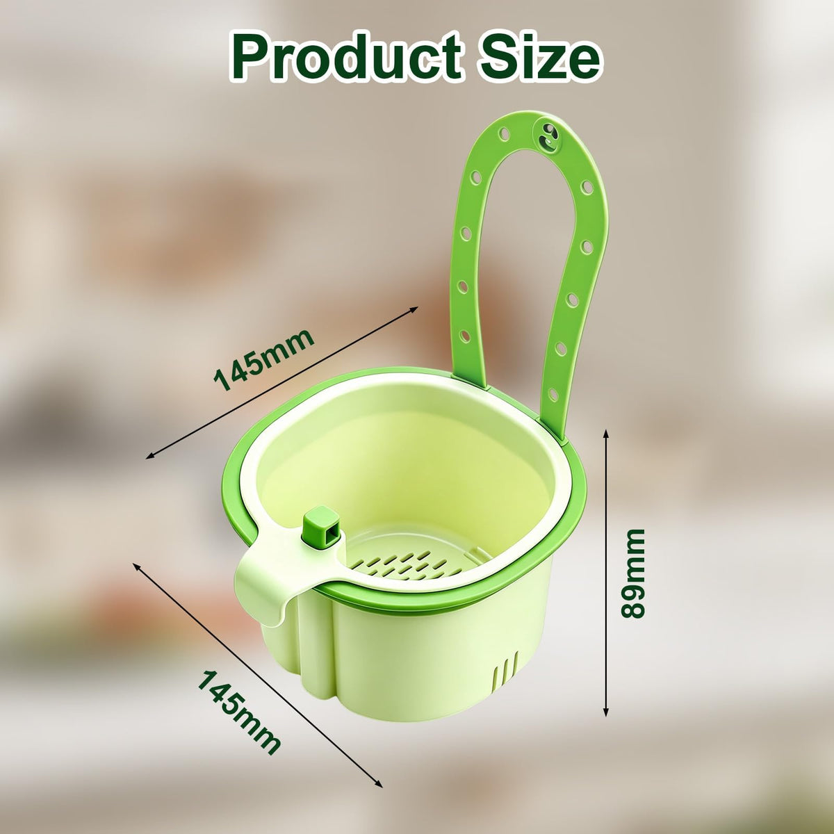 Hanging Sink Strainer Basket with Openable Bottom Cover, Kitchen Faucet Hanging Strainer, Press Automatic Dumping Basket (Green)