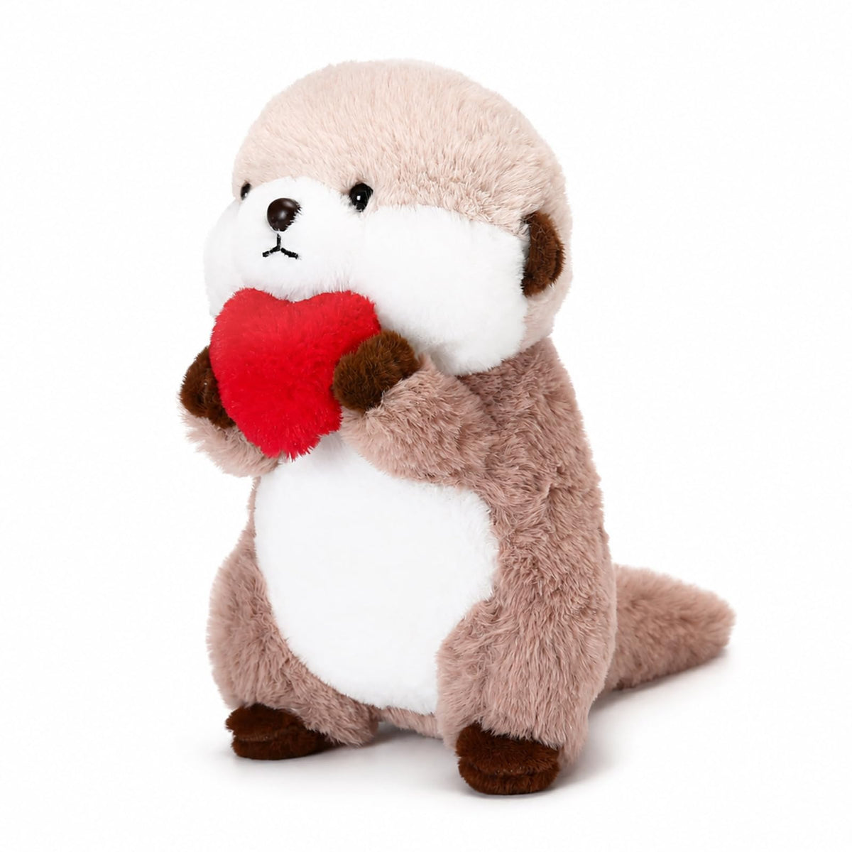 Cute Otter Stuffed Animal with Red Heart, Soft Plushie Gift for Kids 9.8"