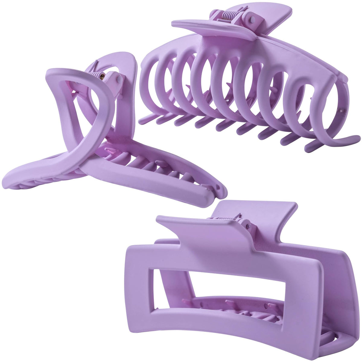 Kitiin Lavender Large Hair Claw Clips For Thick/Fine/Thin Hair,Strong Holding Teeth Interlocking Women Jaw Clips For Hair 3 Coun