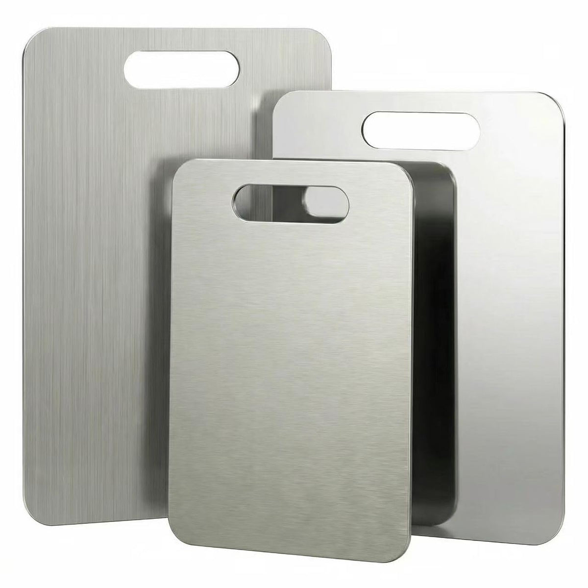 Stainless Steel Cutting Boards for Kitchen, 3 PCS 304 Non Toxic Metal Chopping Board Set, Dishwasher Safe & Warp Proof (15.3"x11", 13.4"x9", 11.8"x7.9" Inch)