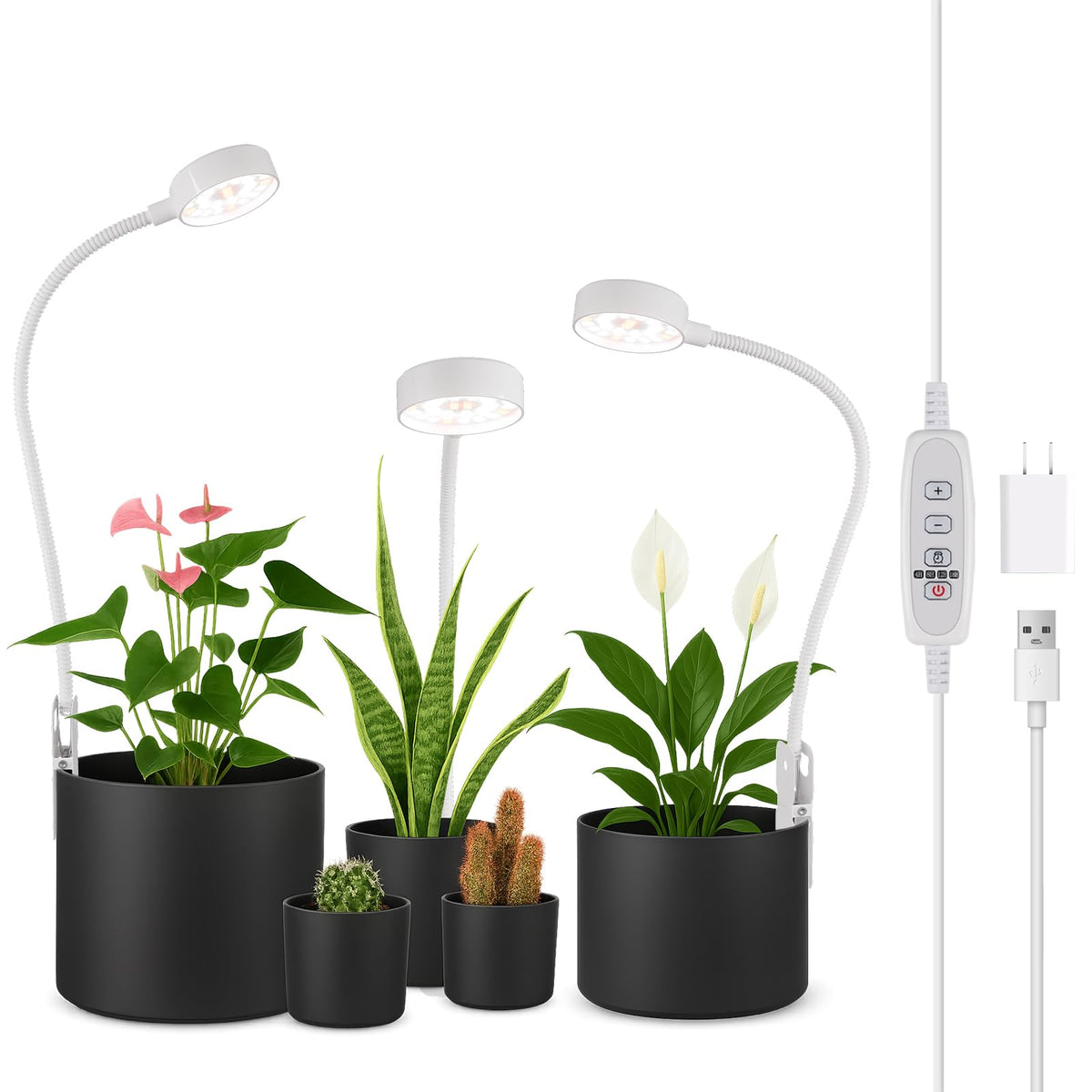 WeeLeeGoo 3 Pack Grow Lights, Pot Clip LED Growing Lamp