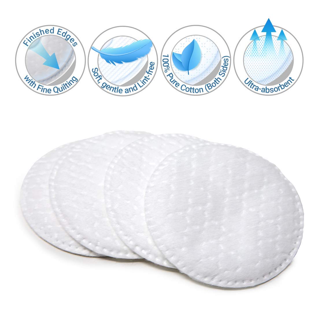 ForPro Professional Collection ForPro Premium Stitched Cotton Rounds, 100% Pure Cotton Pads for Removing Makeup, Nail Polish, and Cleansing Face, Pack of 6, Counts 600