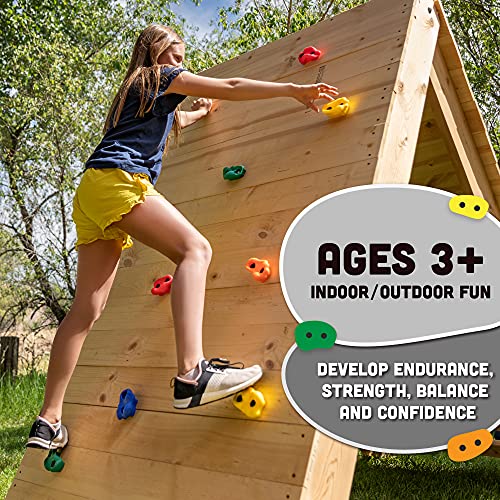 Squirrel Products Rock Climbing Holds for Kids, Deluxe Extra Large Climbing Rocks with Mounting Hardware - DIY Rock Wall Indoor & Outdoor Playground Accessories Wall Climbing Kit - Ages 3+ - style: 20 Pack