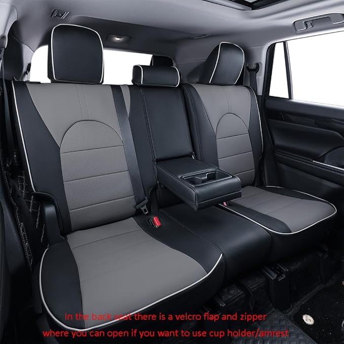 EKR Camry Car Seat Covers for Toyota Camry 2018 2019 2020 2021 2022 2023 2024 Hybrid XLE,Hybrid XSEWaterproof Leather Car Seat Cover Full Set for Trucks SUV-Faux Leather (Black/Gray)