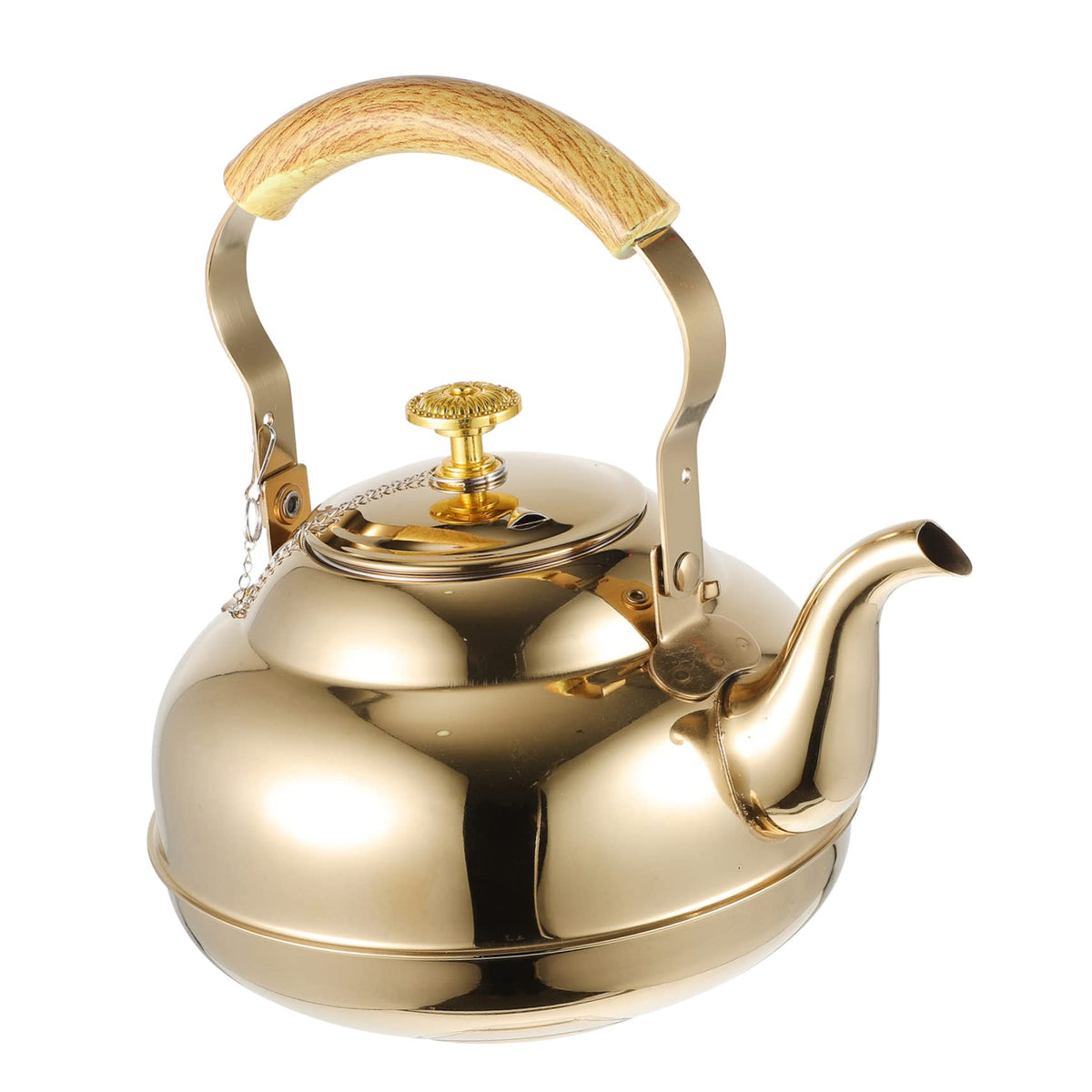UPKOCH Stainless Steel Teapot with Strainer 2L Golden Tea Pot