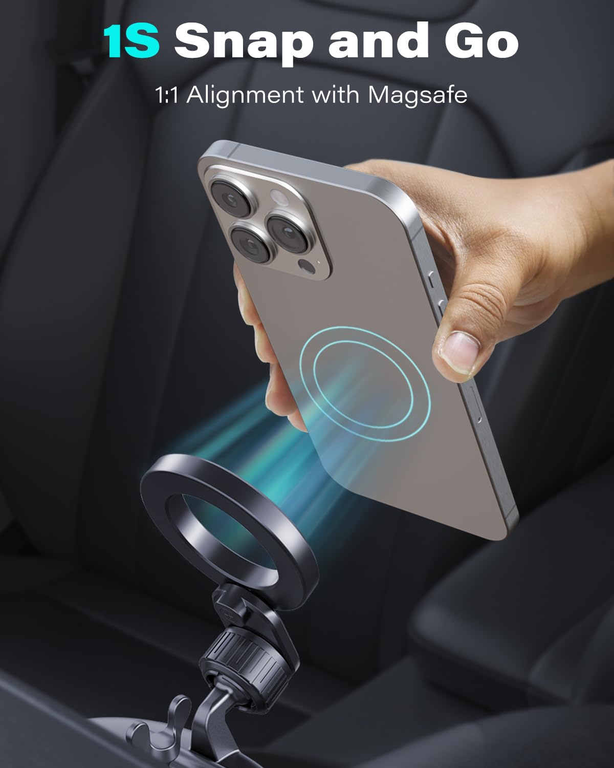 1Zero for MagSafe CD Phone Holder for Car, Foldable Longarm CD Phone Mount