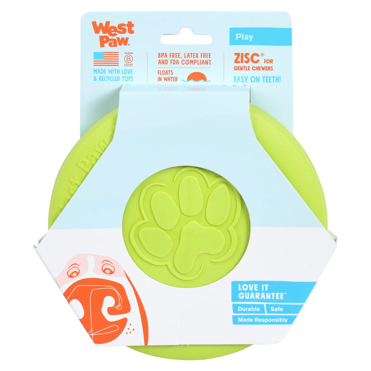 WEST PAW Zisc High-Flying Disc Dog Toy - Small - Granny Smith Green