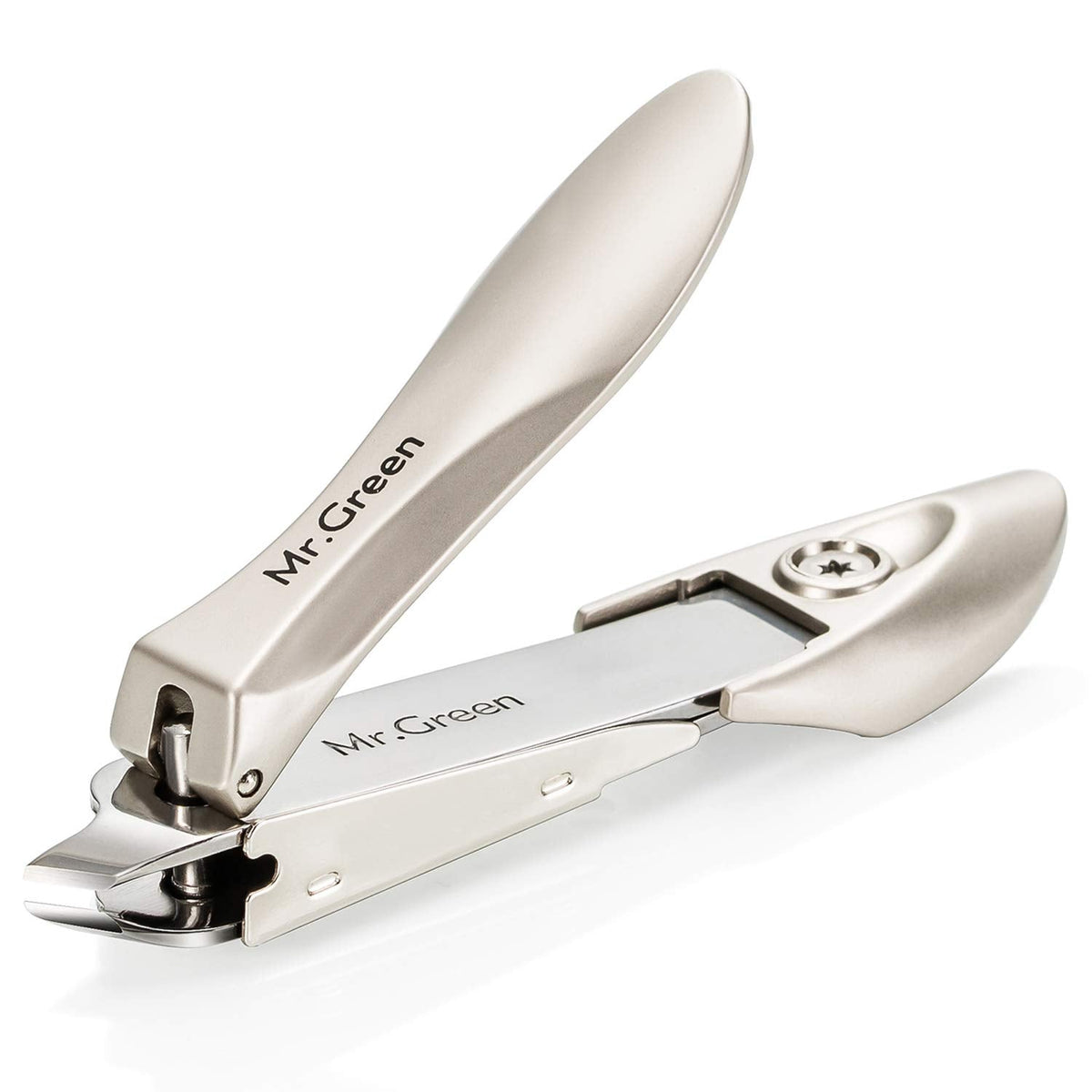 Nail Clipper With Catcher, Slanted Edge Nail Cutting Clippers Stainless Steel Fingernail Cutter Trim With File For Men And Women