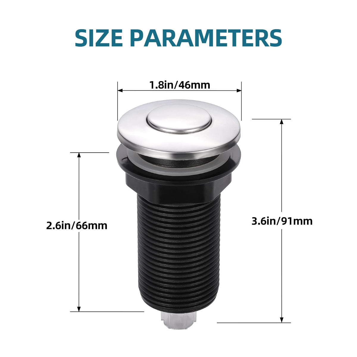 RQYEKDO 2.5" Garbage Disposal Air Switch Matte Black Sink Top Push Button