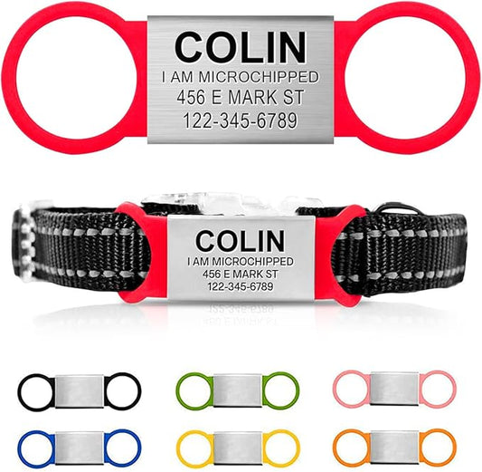 Personalized Custom Dog & Cat IDs - No Noise, Slide On, Engraved Dog Name Tags for Small, Medium, Large Pets