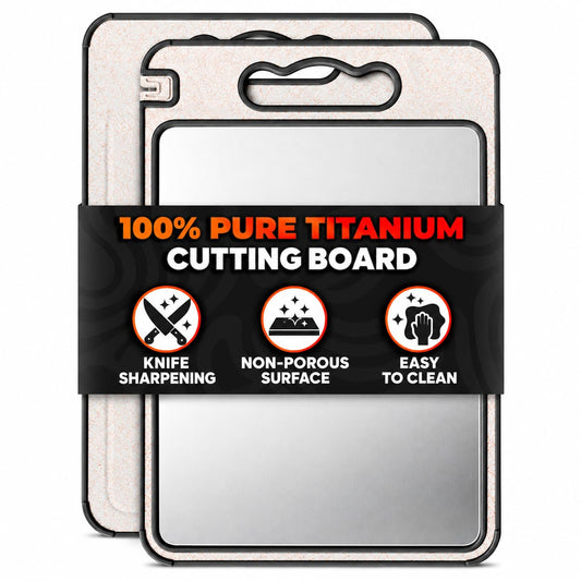 Titanium Cutting Board with Knife Sharpener, 14.3"x9.8", Double Sided