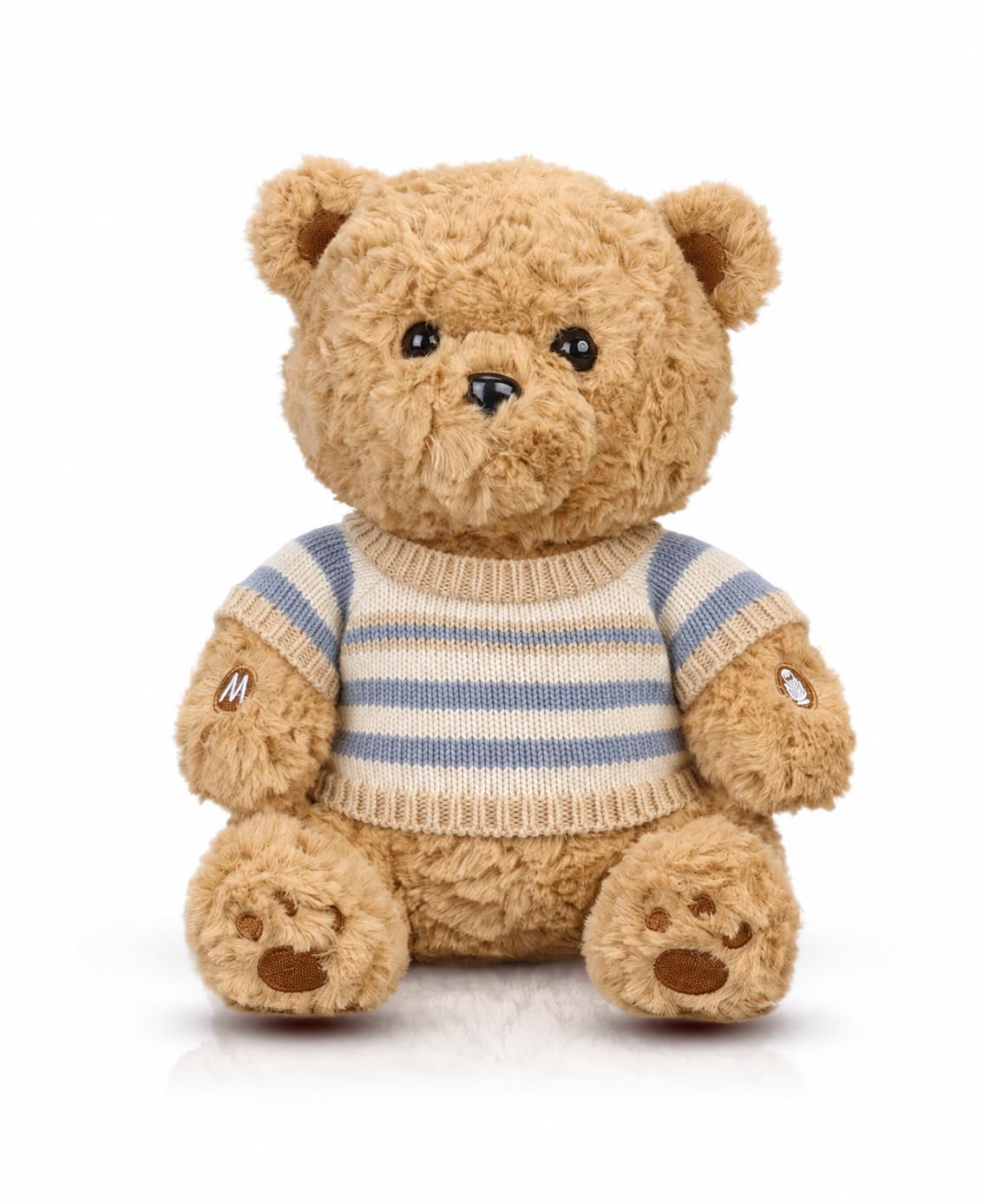 MEEMO Plush Bear Clothes Outfit, Custom‑Fit for Meemo Bear AI Plush Toy, Doll Costume Accessory (Beige Striped Knit Top)