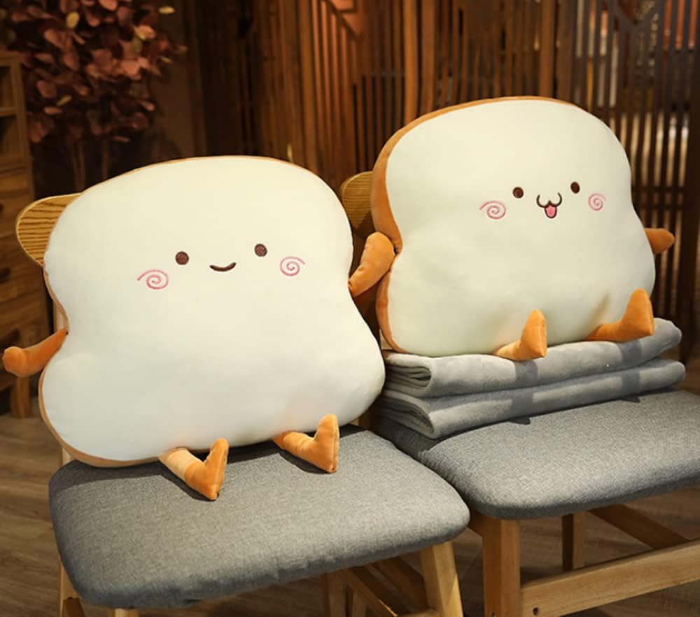 JOSON Toast Bread Pillow Dual-use Three-in-one Pillow Blanket Toast Sofa Cushion Home Decoration (Happy)