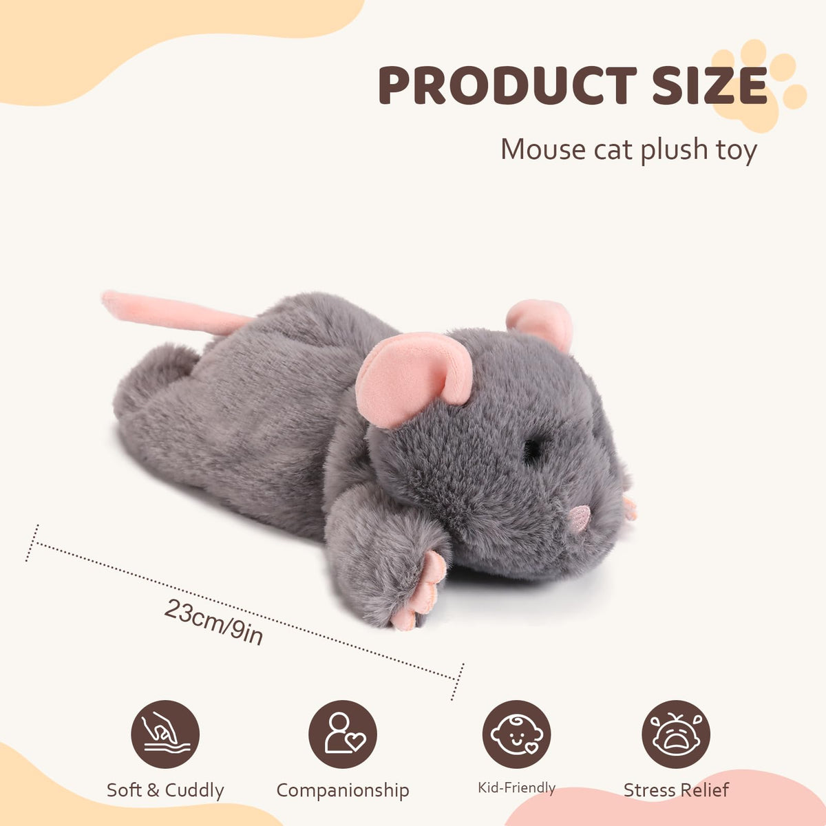 Cute Mouse Stuffed Animal Soft Mouse Plush Toy Birthday Gifts for Kids