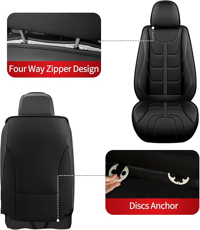 TTX LIGHTING Car Seat Covers fit for Chevrolet Camaro 2000-2024 Front Seat: Premium Leather Automotive Seat Cover with Airbag Compatible Waterproof (2 Seats, Black)