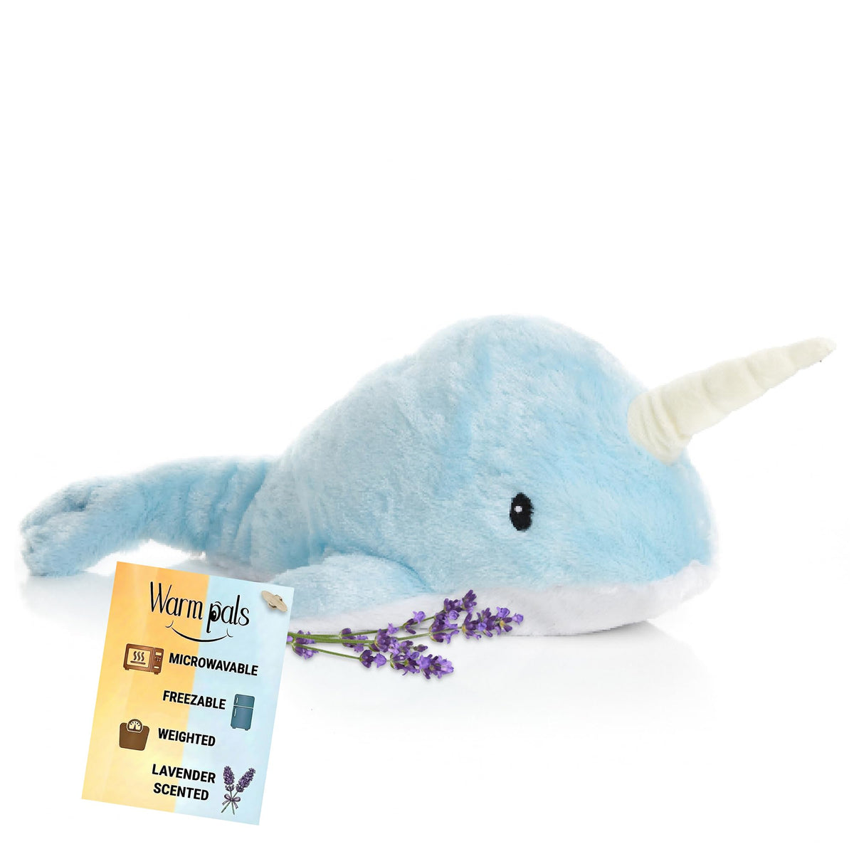 Warm Pals Nori the Narwhal, Microwavable Weighted Plush, Heated for Warmth