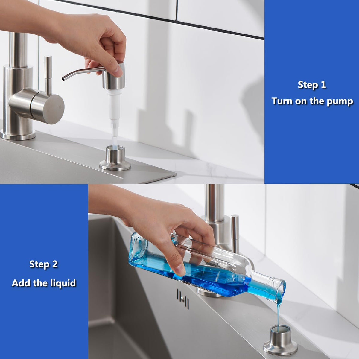 Soap Dispenser for Kitchen Sink, Built in Soap Dispenser Brushed Nickel