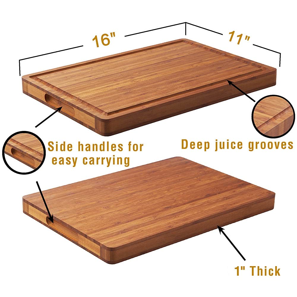 Allsum Extra Thick Wood Cutting Board for Kitchen, Reversible and Durable