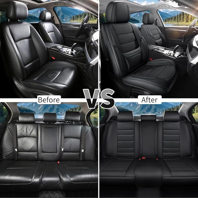 Car Seat Covers Custom Fit for Chevrolet/Chevy Spark 2012-2022, Premium Faux Leather Waterproof Car Seat Protectors with Lumbar Support, Breathable Anti-Slip Easy to Install(Black,Full Set)