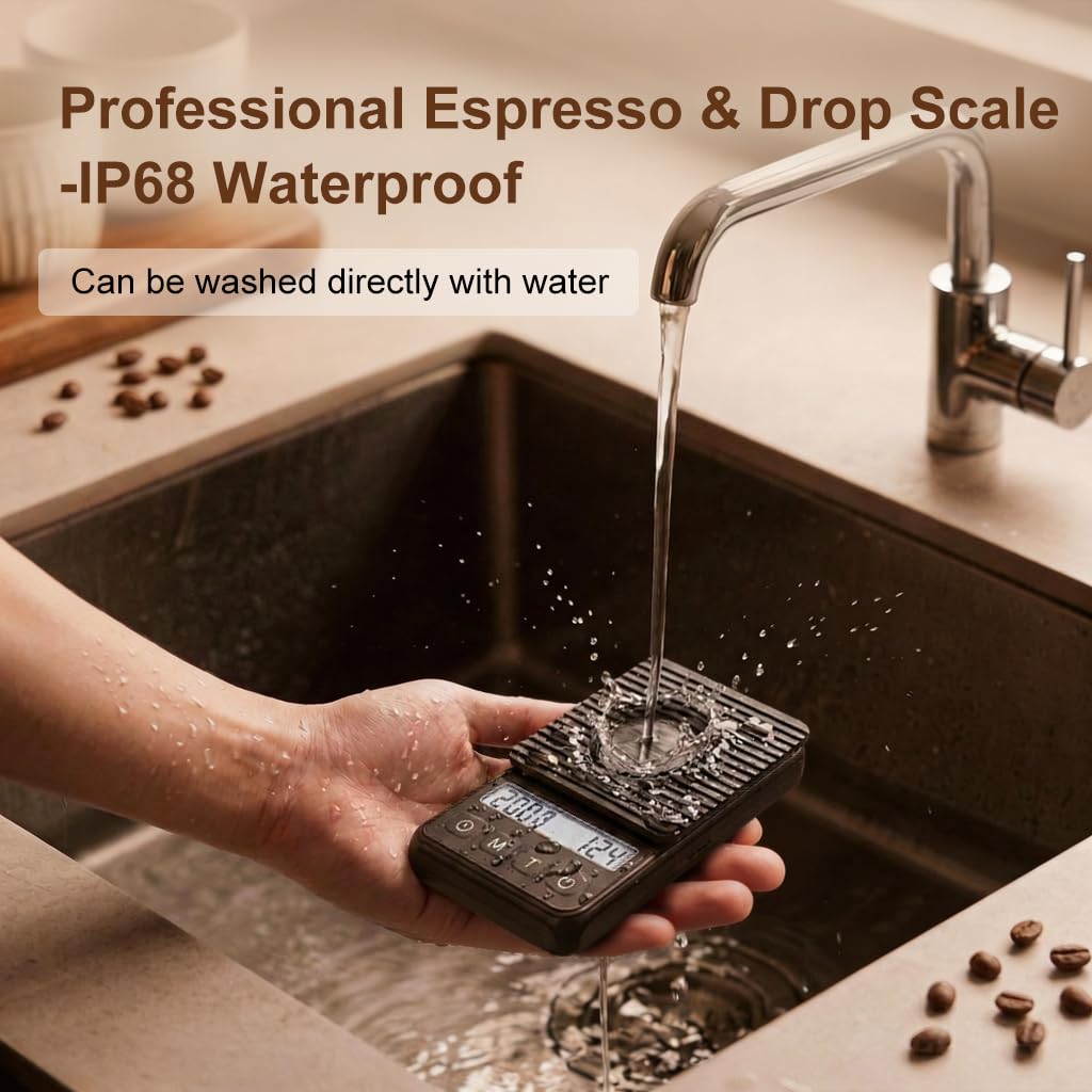 QP Mini Coffee Scale with Timer, 1kg/0.1g High Accuracy Espresso Scale