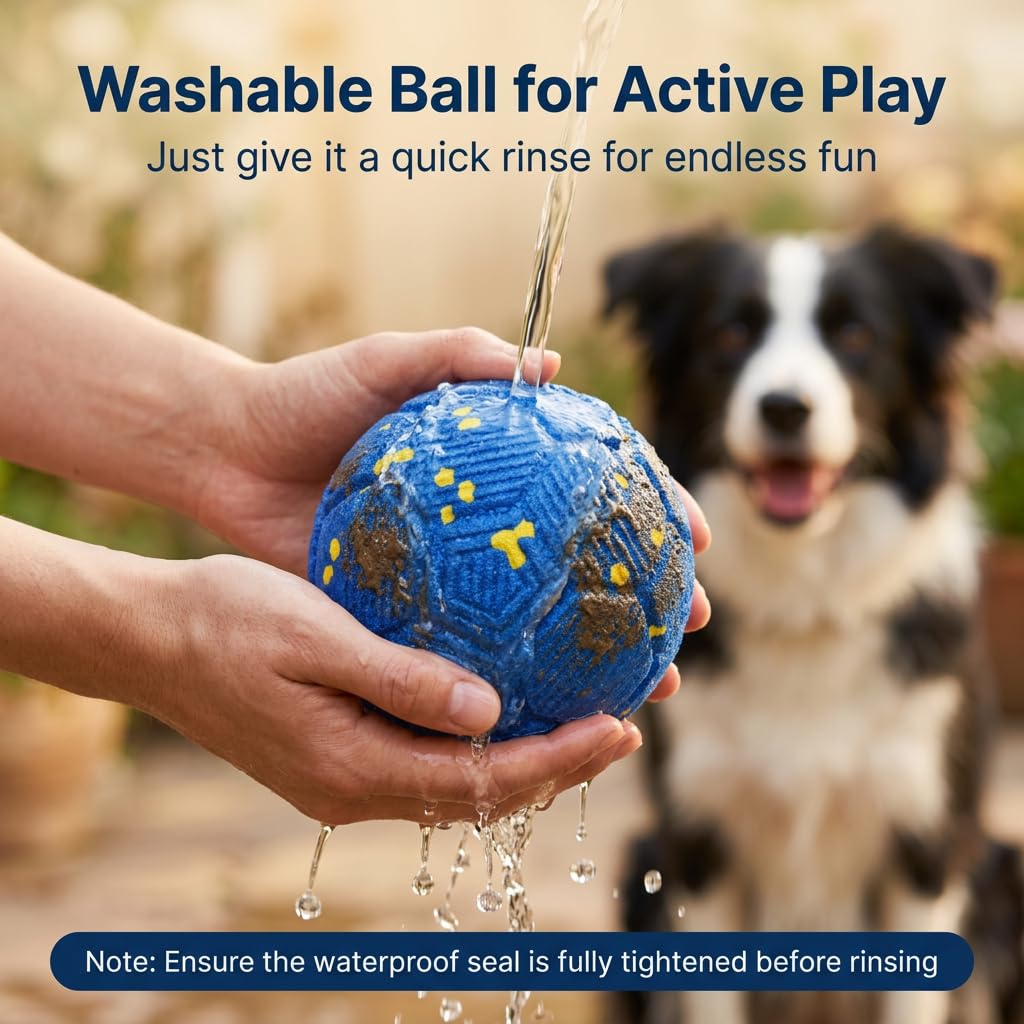 SOVELIVEE Interactive Dog Ball, Self-Rebounding Indoor Dog Toy for Small and Medium Dogs, Soft Textured Pet Play Ball for Home Engagement, Lightweight Dog Ball, Blue
