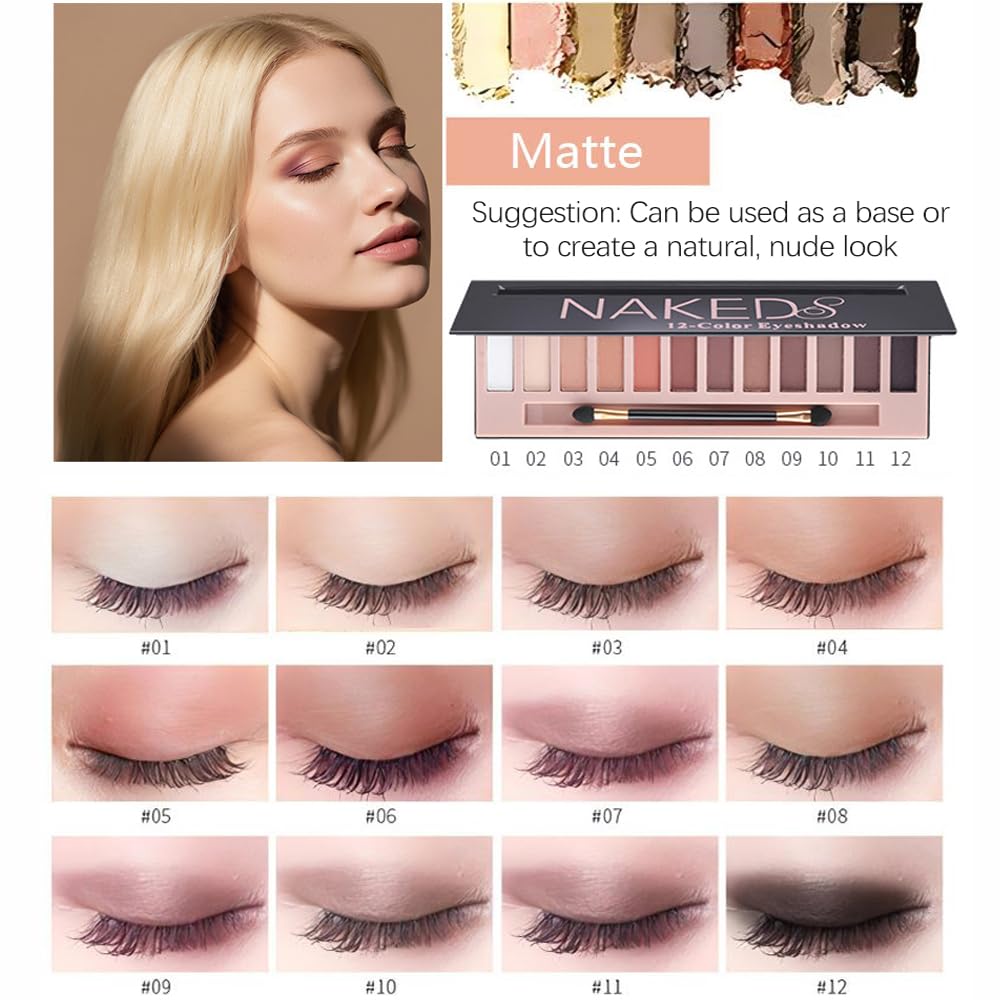 12-Color Pro Makeup Kit for Women - Eyeshadow, Foundation, Lipstick, Blush, Brushes, Eyeliner Stamp