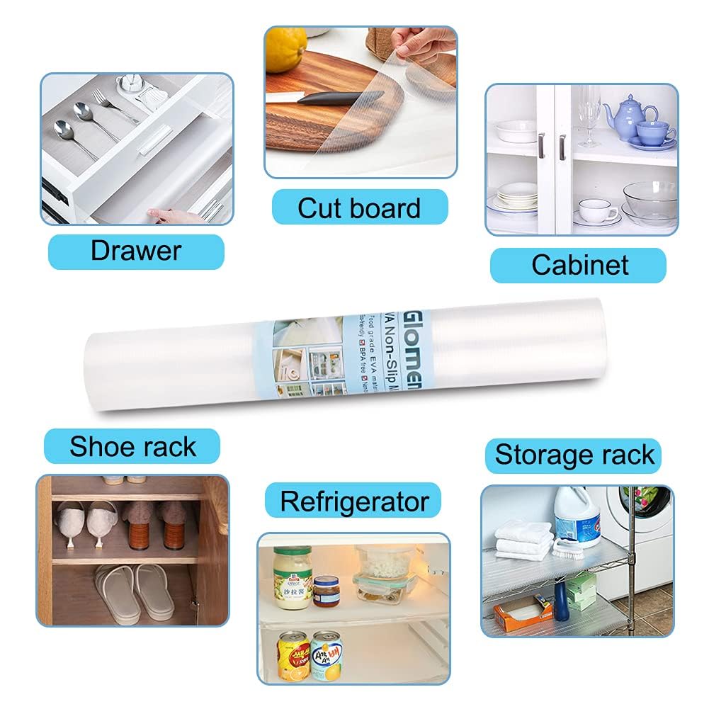 Glomen Shelf Liner, Non-Slip Cabinet Drawer Liner, 12 Inches x 20 FT