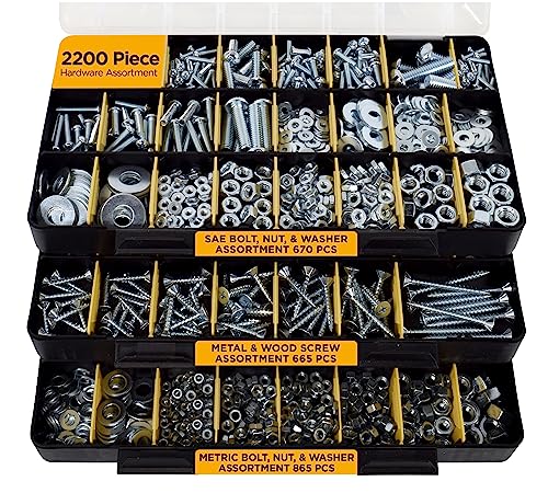 Jackson Palmer 2251 Piece Hardware Assortment Kit with Screws, Nuts, Bolts & Washers (3 Trays)…